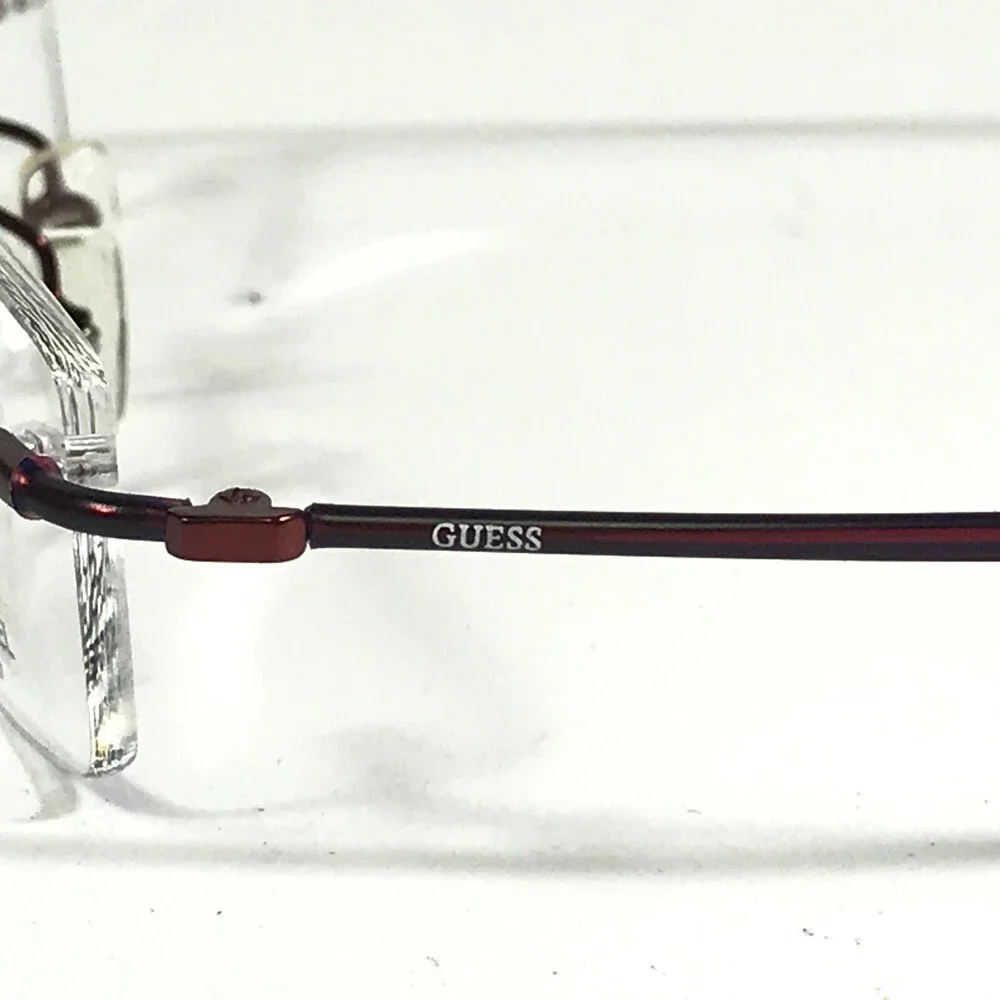 Guess Eyeglasses Frames GU1275 RD Red Rectangular Rimless 48-17-140